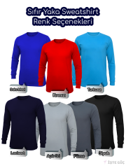 Sıfır Yaka Sweatshirt | Baskılı •
