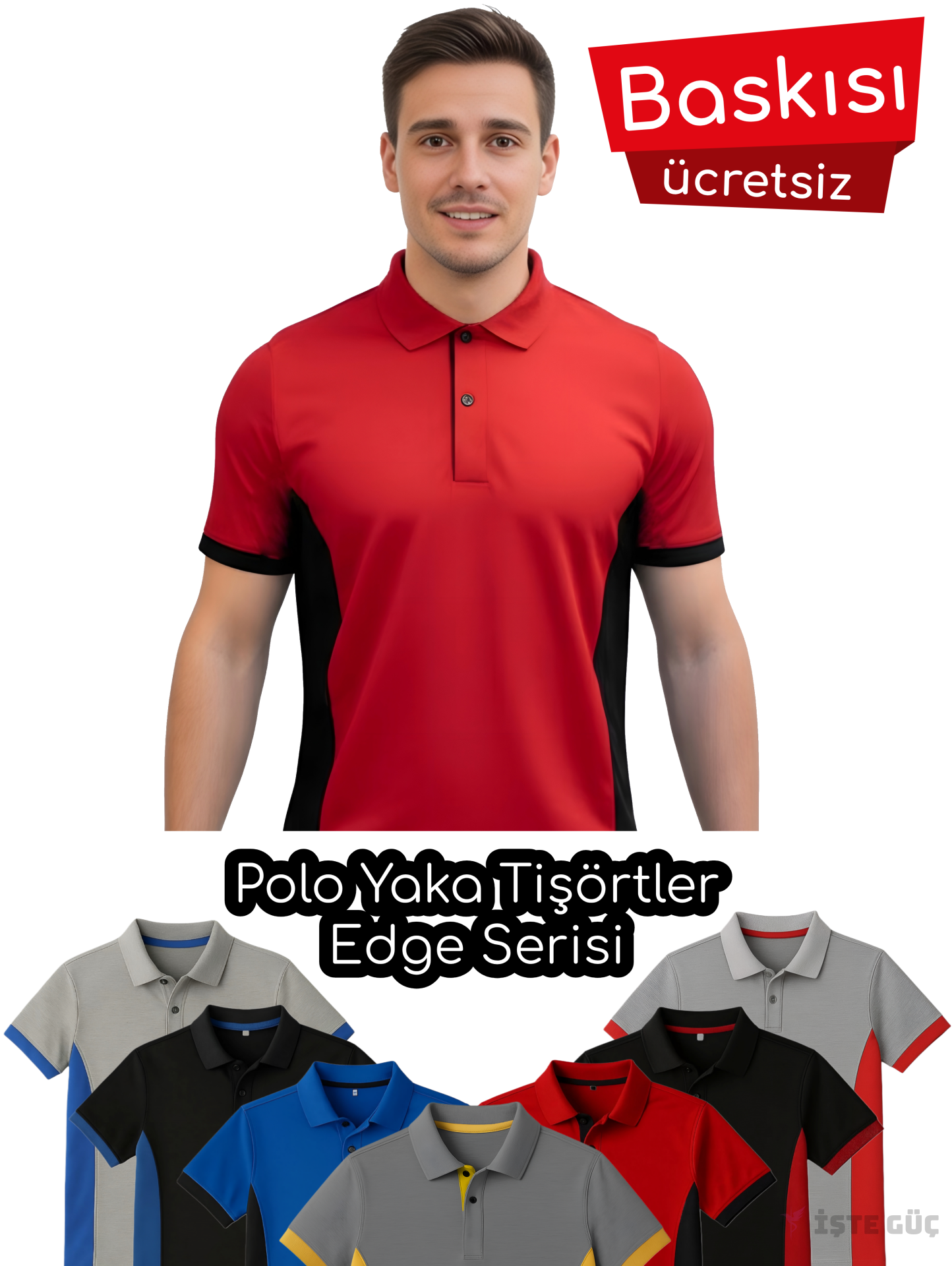 Polo Yaka Tişört | Edge Serisi | Baskılı •
