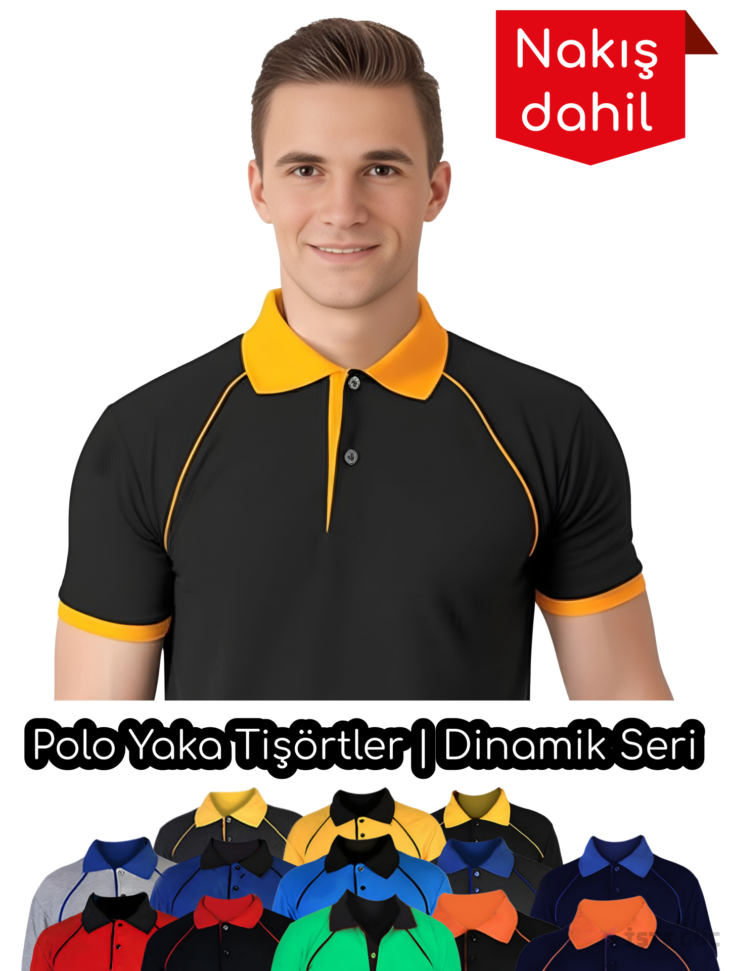 Polo Yaka Tişört | Dinamik Seri | Nakışlı •