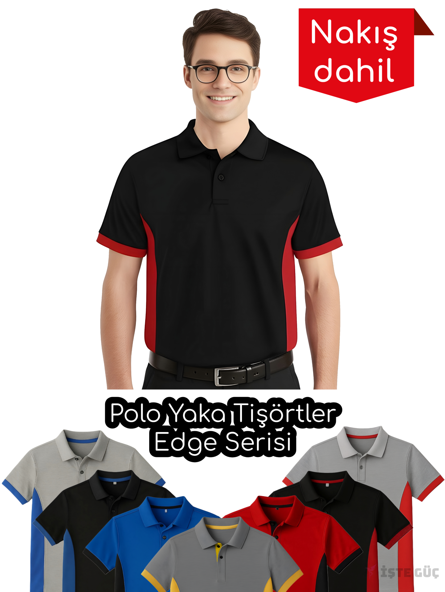 Polo Yaka Tişört | Edge Serisi | Nakışlı •