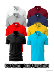Polo Yaka Tişört | Düz Renkli | Baskılı •
